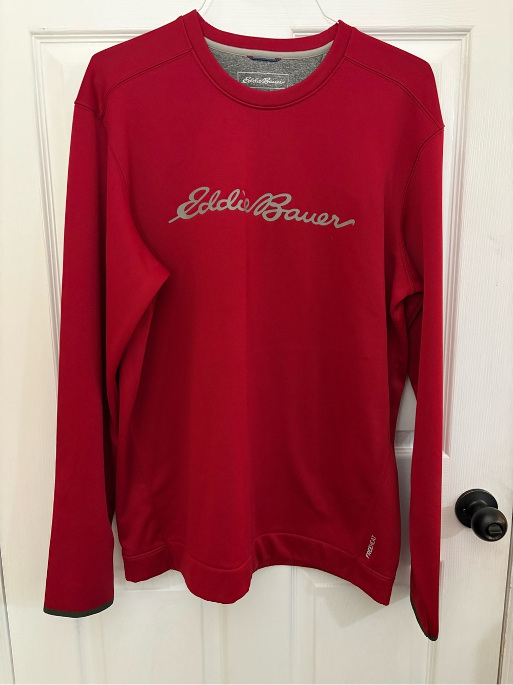 Eddie Bauer Men's Red Crewneck Sweatshirt with Script Logo